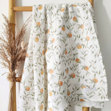 Charger l'image dans la galerie, Grand lange "Fleurs d'oranger" en double gaze de coton blanc Fait Main en France - Les p'tites Merveilles de Bérénice
