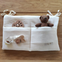 Charger l'image dans la galerie, Range doudou / tétine en double gaze de coton BIO écru par Les p'tites Merveilles de Bérénice