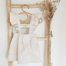 Charger l'image dans la galerie, Jupe à bretelles volantées "Anna" en velours côtelé écru durable et écoresponsable fabriquée en France par Les p'tites Merveilles de Bérénice
