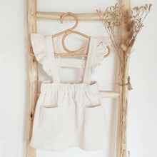 Charger l'image dans la galerie, Jupe à bretelles volantées "Anna" en velours côtelé écru durable et écoresponsable fabriquée en France par Les p'tites Merveilles de Bérénice