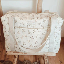Charger l'image dans la galerie, Sac à langer / balade / week-end en double gaze de coton Biologique "Églantine" durable et écoresponsable fabriqué en France par Les p'tites Merveilles de Bérénice