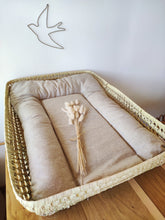 Charger l'image dans la galerie, Matelas à langer imperméable rectangulaire en coton et lin français enduit sans PVC 100 % végétal vegan pour panier à langer fabriqué en France par Les p'tites Merveilles de Bérénice