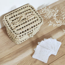 Charger l'image dans la galerie, Vanity en palme et lingettes lavables gaze de coton blanc à pois dorés Fait Main en France | Les p'tites Merveilles de Bérénice