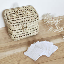 Charger l'image dans la galerie, Vanity en palme et lingettes lavables gaze de coton blanc à pois dorés Fait Main en France | Les p'tites Merveilles de Bérénice