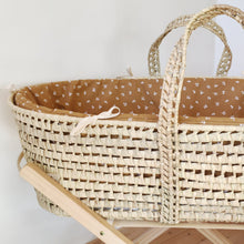 Charger l'image dans la galerie, Couffin bébé habillage "fleurs de cannelle" camel et blanc | Fait Main en France - Les p'tites Merveilles de Bérénice