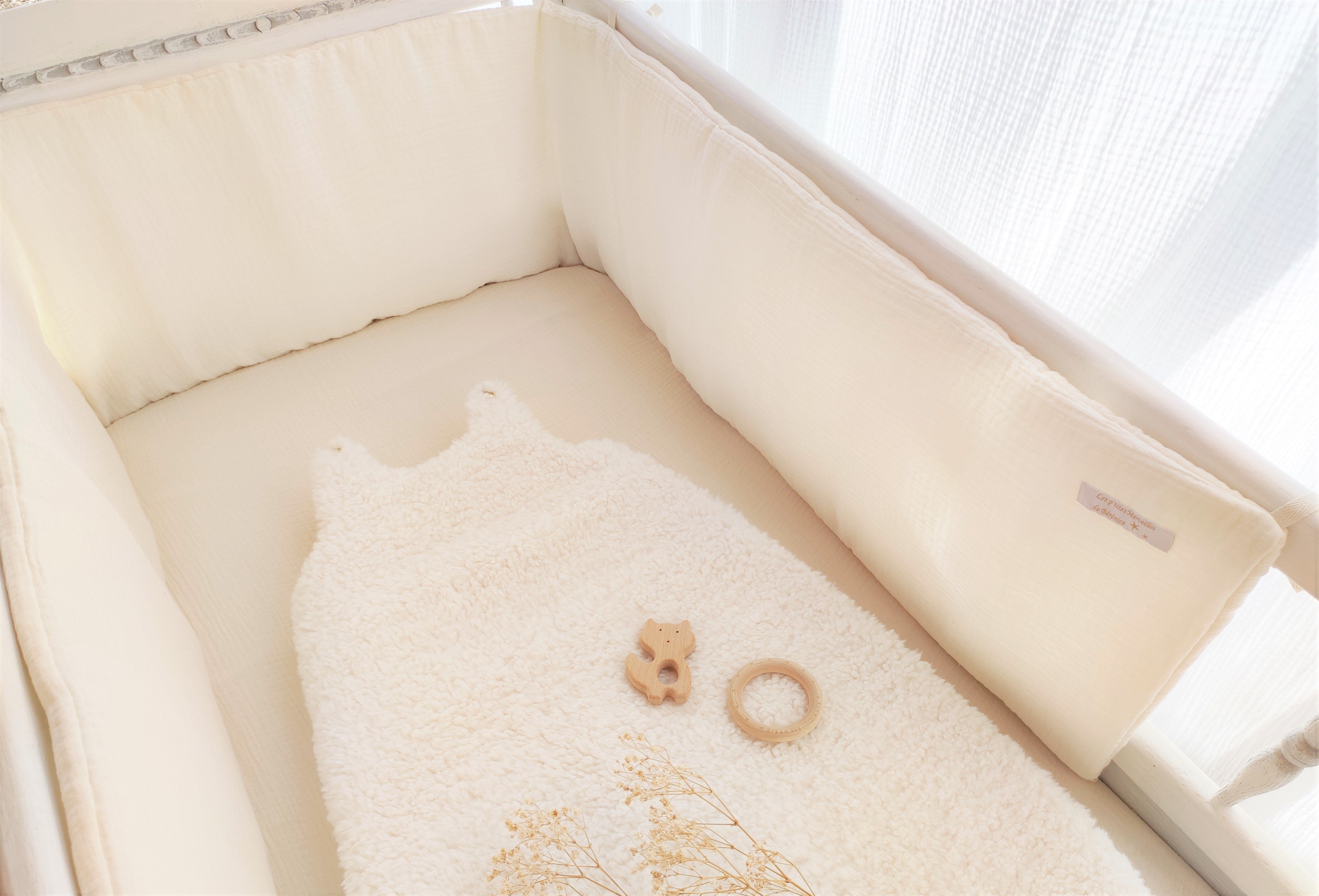 Tour de lit bébé en double gaze de coton Bio | Fait Main en France