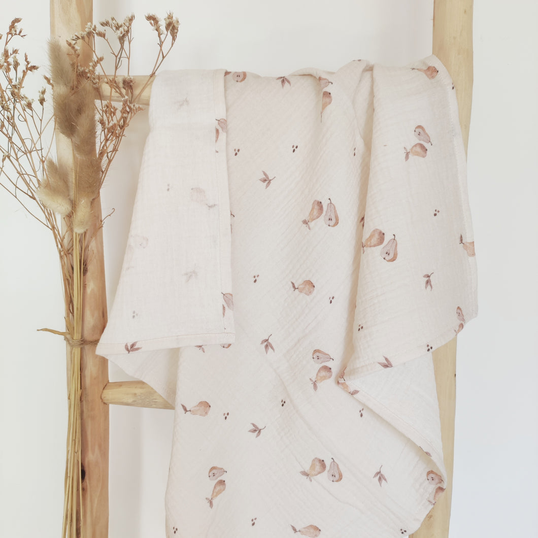 Lange bébé en double gaze de coton beige 