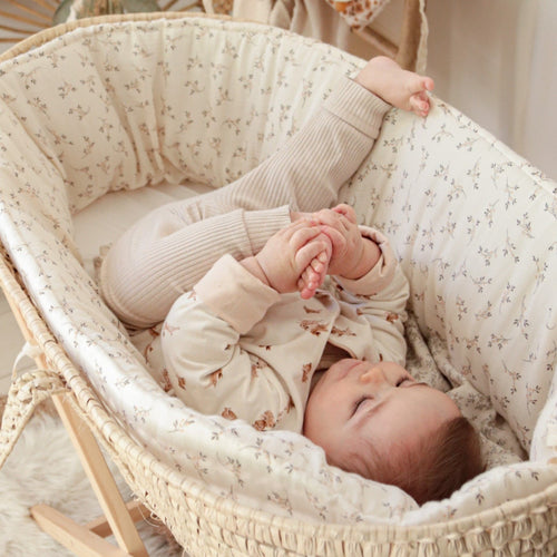 Couffin bébé "Églantine" habillage en double gaze de coton Biologique | Fait Main en France | "Les p'tites Merveilles de Bérénice"