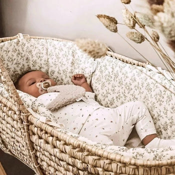 Couffin bébé "Louison" habillage en double gaze de coton Biologique | Fait Main en France | "Les p'tites Merveilles de Bérénice"