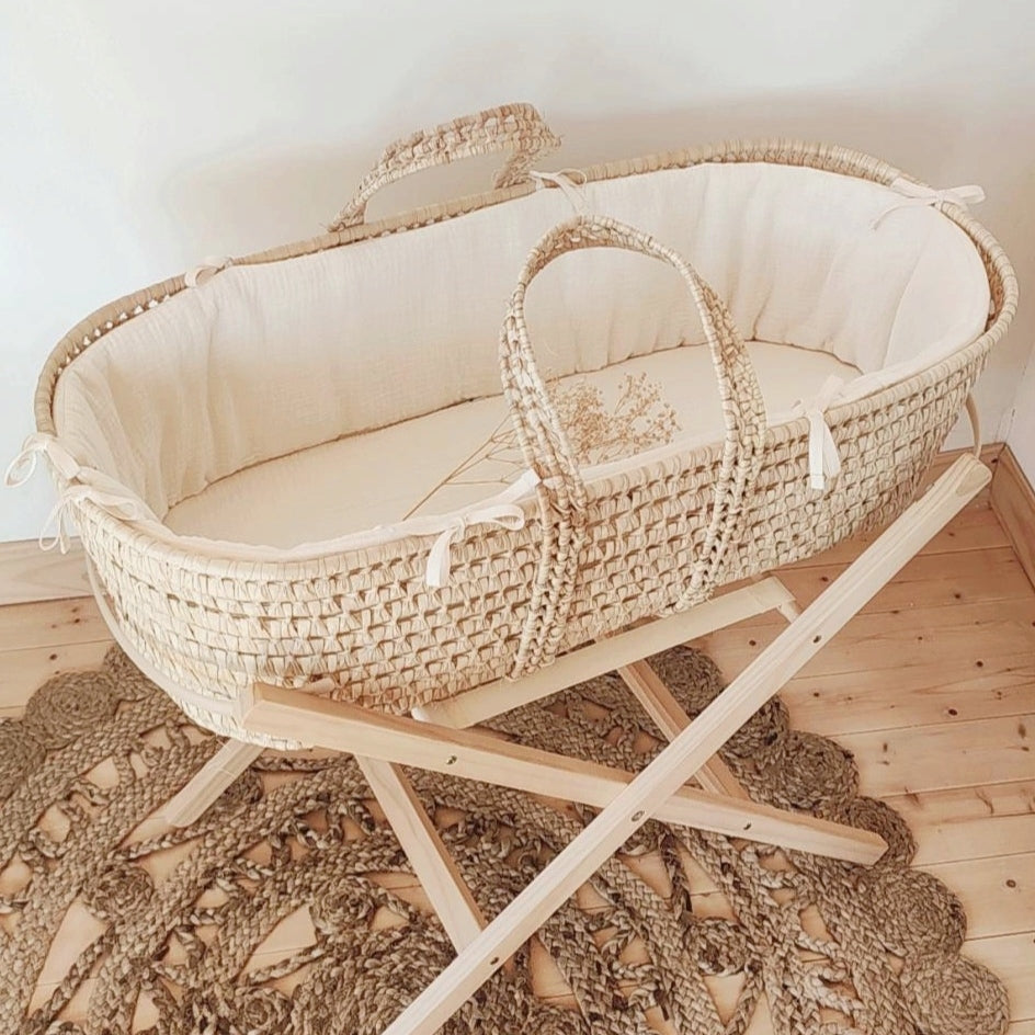 Couffin pour bébé avec habillage en coton BIO fabriqué en France par Les p'tites Merveilles de Bérénice