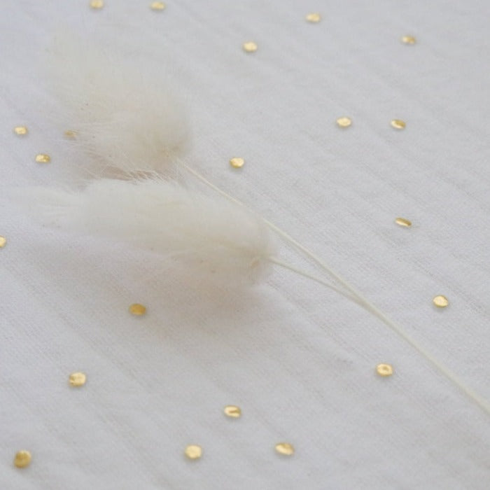 Drap housse lit bébé coton blanc pois dorés 70 x 140 cm Made in France